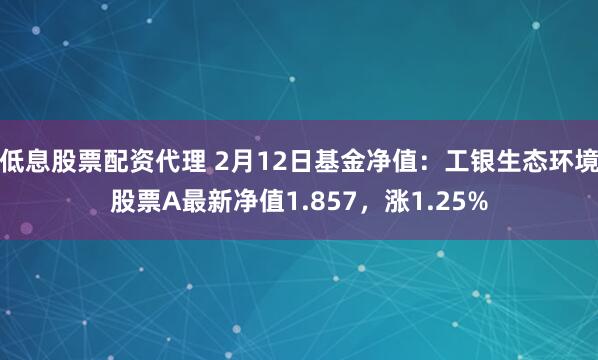 低息股票配资代理 2月12日基金净值：工银生态环境股票A最新净值1.857，涨1.25%