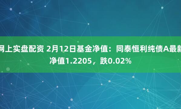 网上实盘配资 2月12日基金净值：同泰恒利纯债A最新净值1.2205，跌0.02%