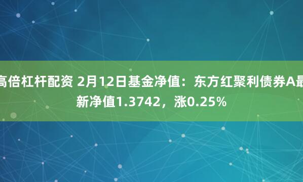 高倍杠杆配资 2月12日基金净值：东方红聚利债券A最新净值1.3742，涨0.25%