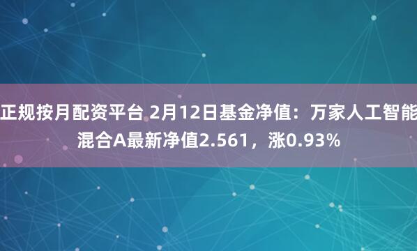 正规按月配资平台 2月12日基金净值：万家人工智能混合A最新净值2.561，涨0.93%