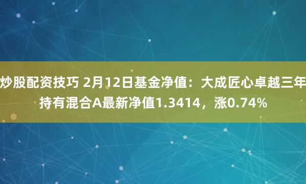 炒股配资技巧 2月12日基金净值：大成匠心卓越三年持有混合A最新净值1.3414，涨0.74%